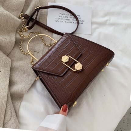 Scrub Leather Chain Crossbody Bag